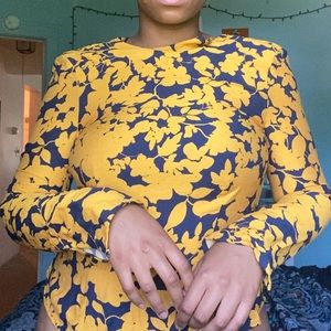 H&M Blouse with Floral Print & Back Zipper